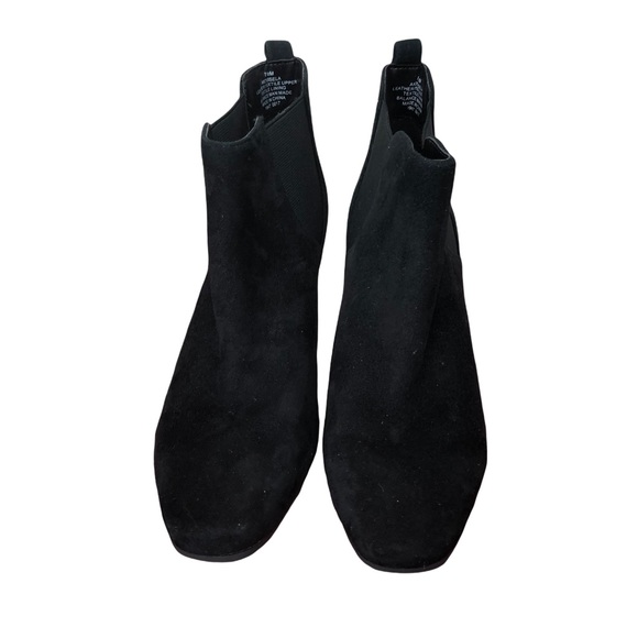 Anne Klein Gisela Suede Leather Booties Black with Block Heel SZ 7.5 - Picture 4 of 6